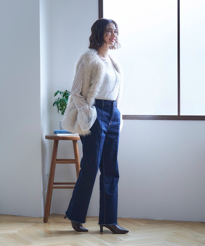 ナイスクラップ NICE CLAUP 【nane】ラメファーベスト （CGY） CGY