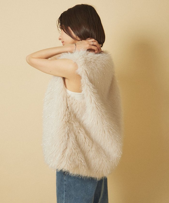 ナイスクラップ NICE CLAUP 【nane】ラメファーベスト （CGY） CGY