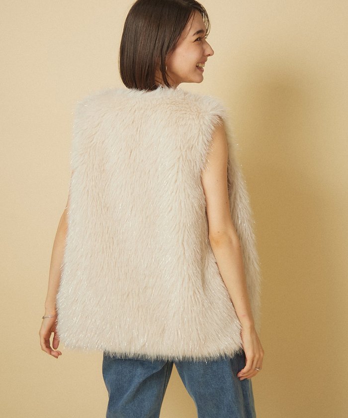 ナイスクラップ NICE CLAUP 【nane】ラメファーベスト （CGY） CGY