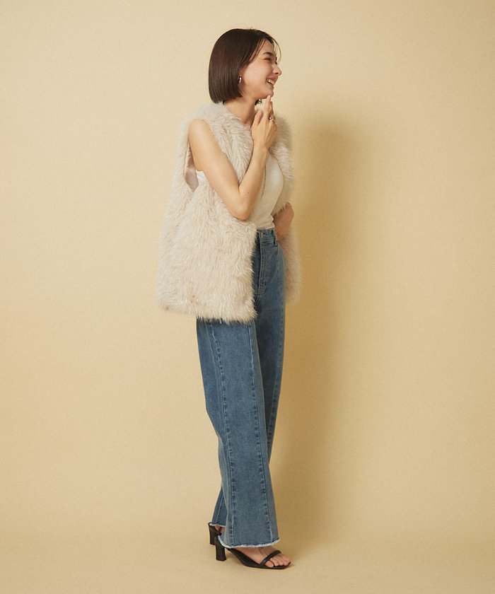 ナイスクラップ NICE CLAUP 【nane】ラメファーベスト （CGY） CGY