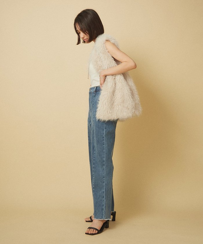 ナイスクラップ NICE CLAUP 【nane】ラメファーベスト （CGY） CGY