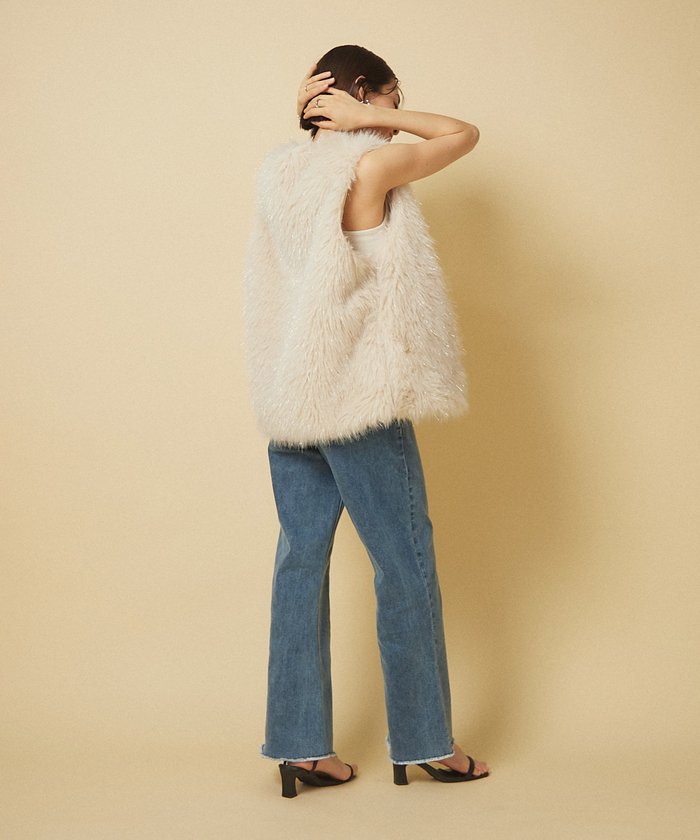 ナイスクラップ NICE CLAUP 【nane】ラメファーベスト （CGY） CGY