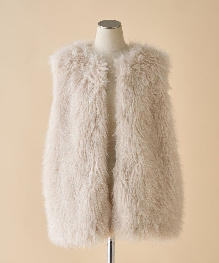 ナイスクラップ NICE CLAUP 【nane】ラメファーベスト （CGY） CGY