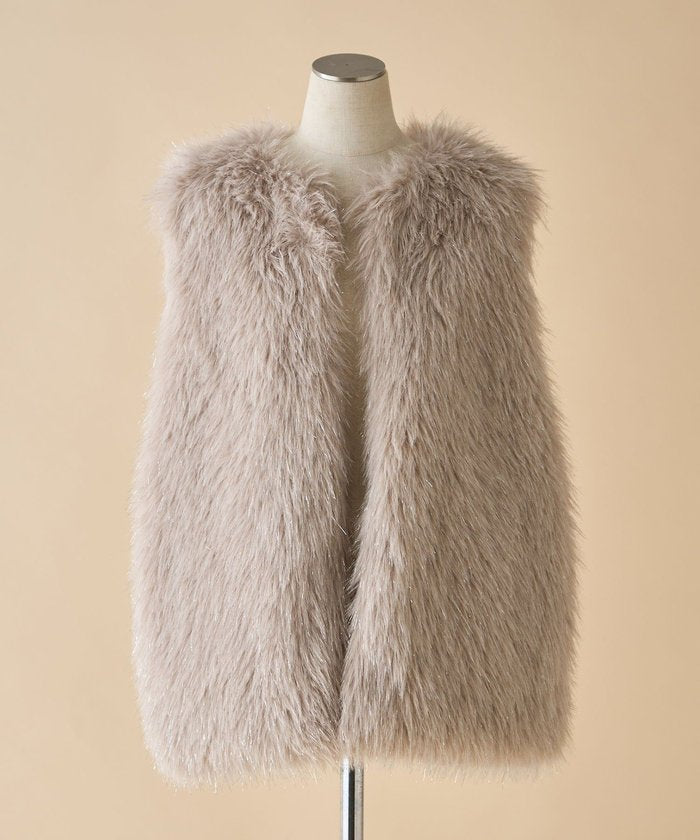 ナイスクラップ NICE CLAUP 【nane】ラメファーベスト （CGY） CGY