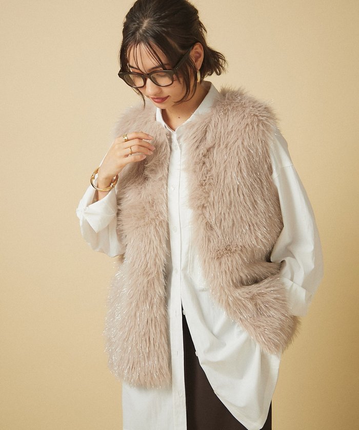 ナイスクラップ NICE CLAUP 【nane】ラメファーベスト （GBE） GBE