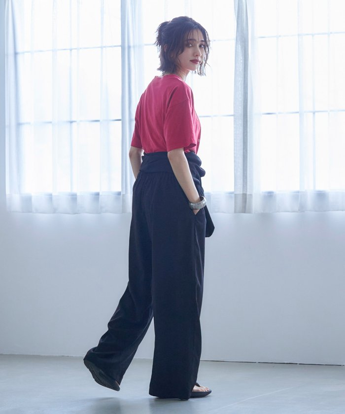 ナイスクラップ NICE CLAUP 【nane】《サイズ展開有》ボリュームスリーブオールインワン （BK） BK