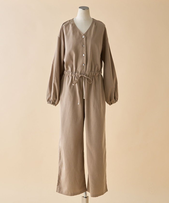 ナイスクラップ NICE CLAUP 【nane】《サイズ展開有》ボリュームスリーブオールインワン （BK） BK