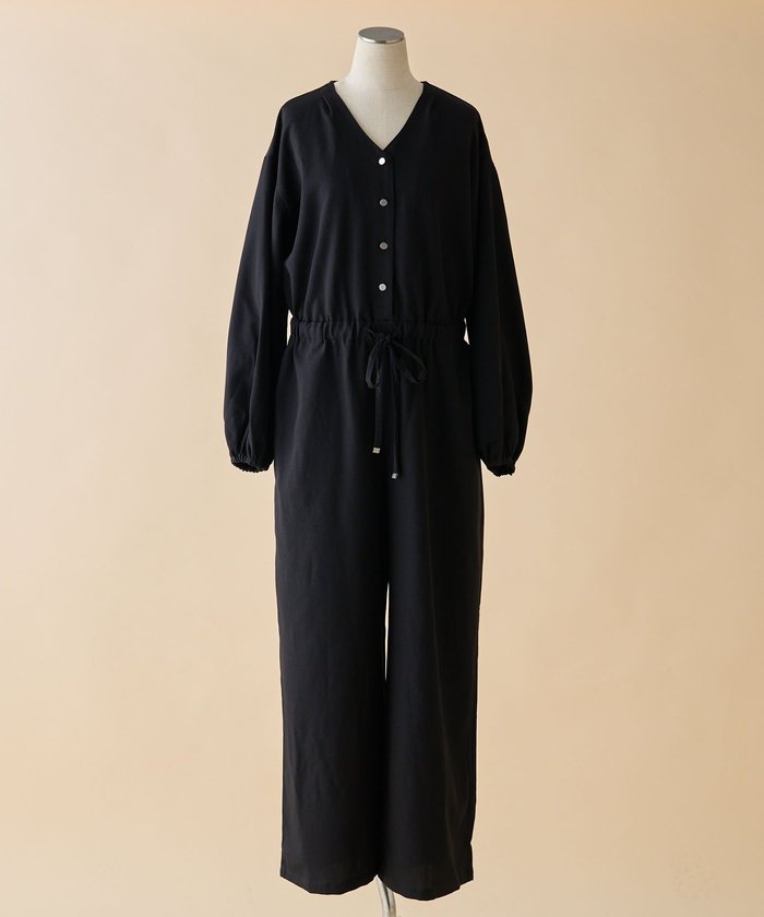 ナイスクラップ NICE CLAUP 【nane】《サイズ展開有》ボリュームスリーブオールインワン （BK） BK