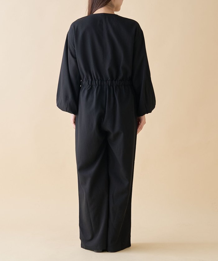 ナイスクラップ NICE CLAUP 【nane】《サイズ展開有》ボリュームスリーブオールインワン （BK） BK