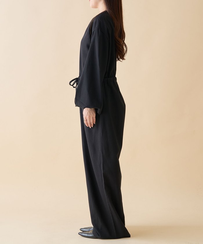 ナイスクラップ NICE CLAUP 【nane】《サイズ展開有》ボリュームスリーブオールインワン （BK） BK