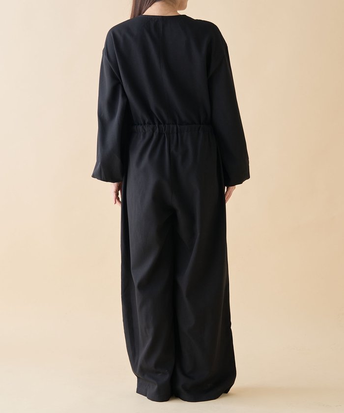 ナイスクラップ NICE CLAUP 【nane】《サイズ展開有》ボリュームスリーブオールインワン （BK） BK