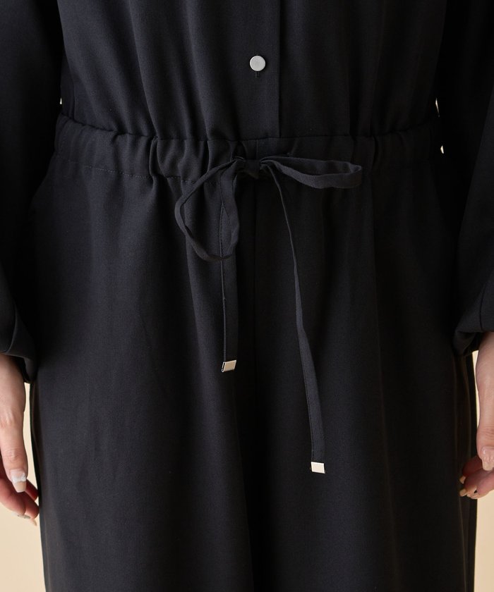 ナイスクラップ NICE CLAUP 【nane】《サイズ展開有》ボリュームスリーブオールインワン （BK） BK