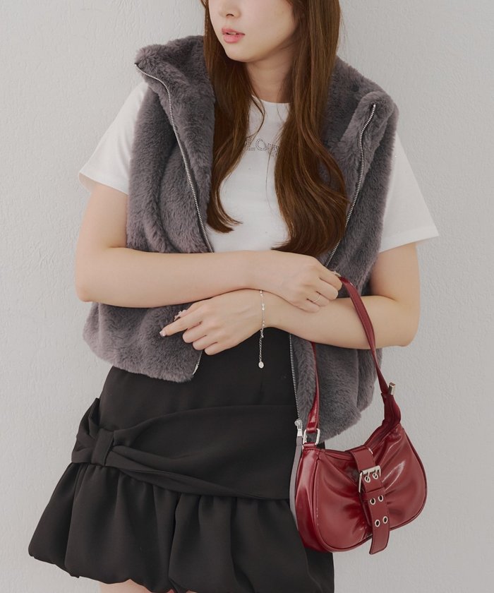 ナイスクラップ NICE CLAUP 【RMAF】ラビット風ファーWZIPベスト （CGY） CGY