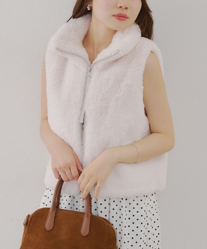 ナイスクラップ NICE CLAUP 【RMAF】ラビット風ファーWZIPベスト （CGY） CGY