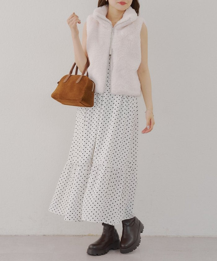 ナイスクラップ NICE CLAUP 【RMAF】ラビット風ファーWZIPベスト （CGY） CGY