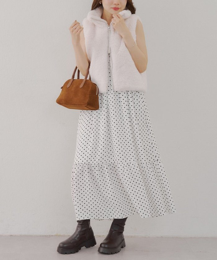 ナイスクラップ NICE CLAUP 【RMAF】ラビット風ファーWZIPベスト （CGY） CGY