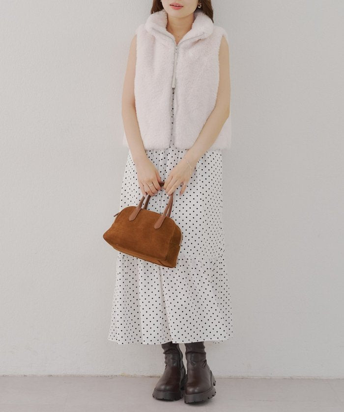 ナイスクラップ NICE CLAUP 【RMAF】ラビット風ファーWZIPベスト （CGY） CGY