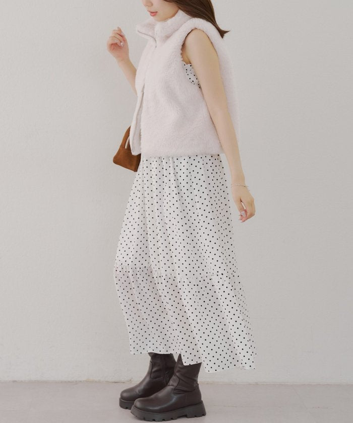 ナイスクラップ NICE CLAUP 【RMAF】ラビット風ファーWZIPベスト （CGY） CGY