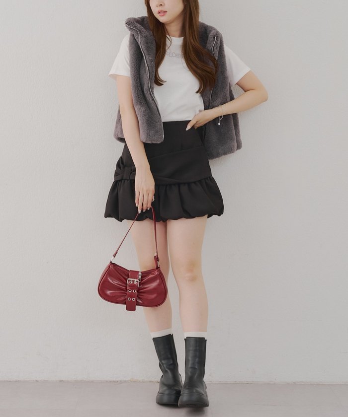 ナイスクラップ NICE CLAUP 【RMAF】ラビット風ファーWZIPベスト （CGY） CGY