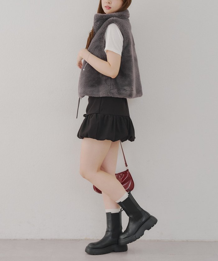 ナイスクラップ NICE CLAUP 【RMAF】ラビット風ファーWZIPベスト （CGY） CGY