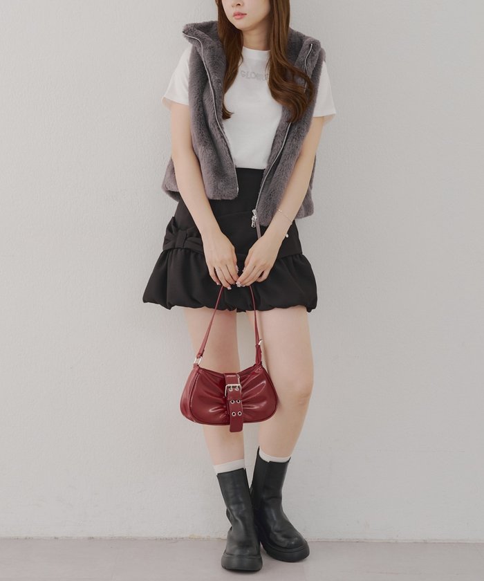 ナイスクラップ NICE CLAUP 【RMAF】ラビット風ファーWZIPベスト （CGY） CGY