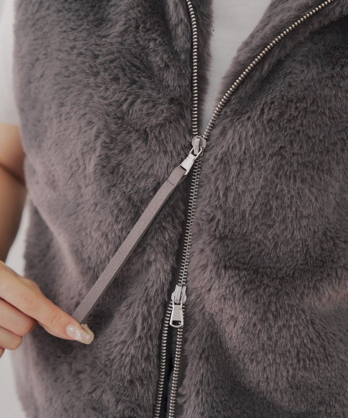 ナイスクラップ NICE CLAUP 【RMAF】ラビット風ファーWZIPベスト （CGY） CGY