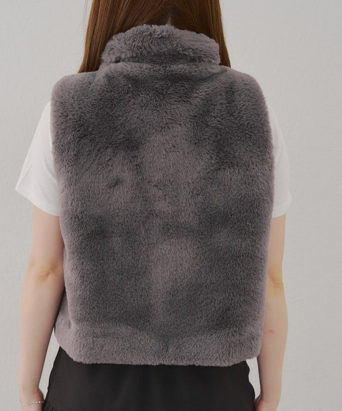 ナイスクラップ NICE CLAUP 【RMAF】ラビット風ファーWZIPベスト （CGY） CGY