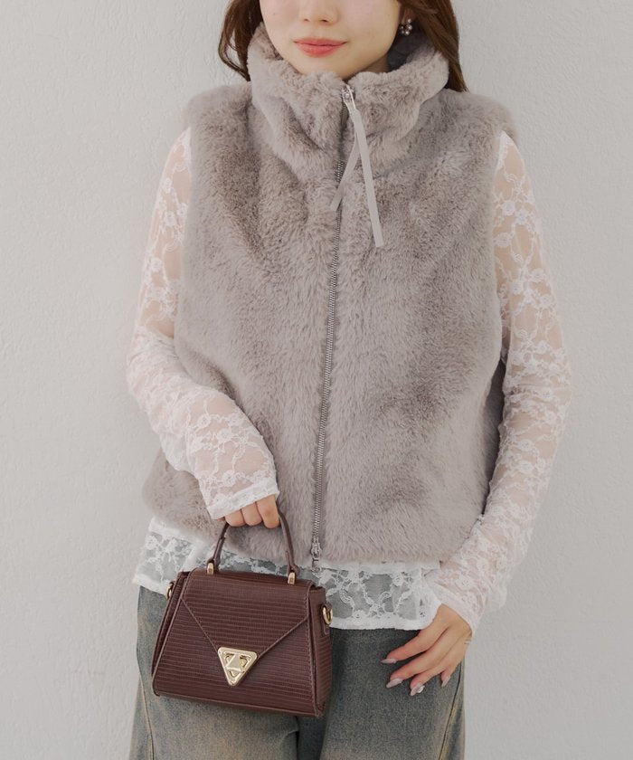 ナイスクラップ NICE CLAUP 【RMAF】ラビット風ファーWZIPベスト （CGY） CGY