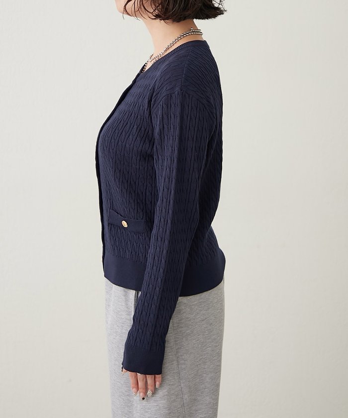 ナイスクラップ NICE CLAUP ケーブル金釦カーディガン （NVY） NVY