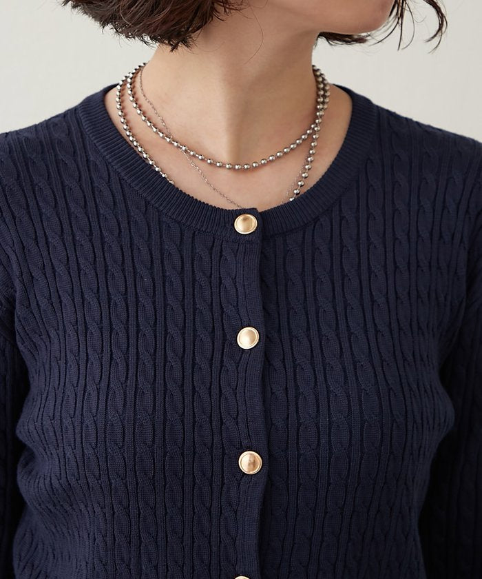 ナイスクラップ NICE CLAUP ケーブル金釦カーディガン （NVY） NVY