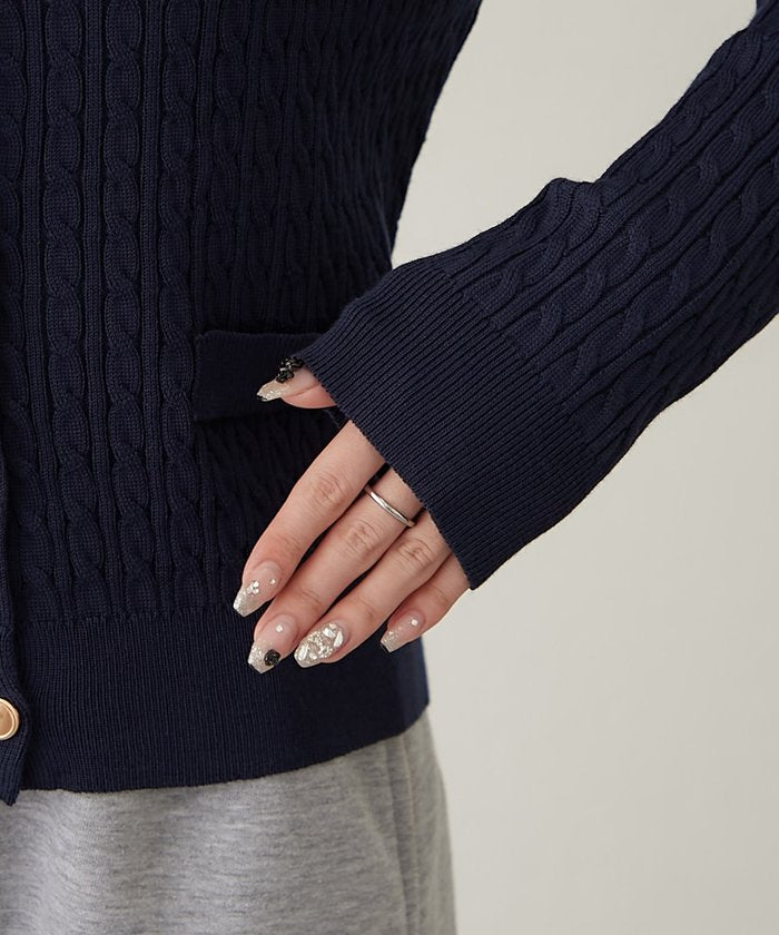 ナイスクラップ NICE CLAUP ケーブル金釦カーディガン （NVY） NVY