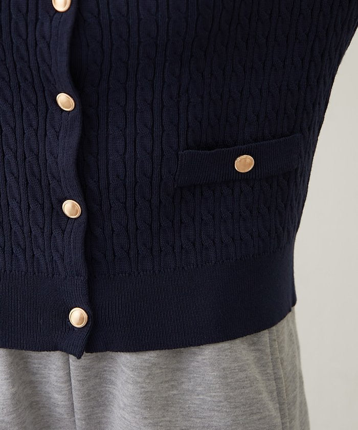 ナイスクラップ NICE CLAUP ケーブル金釦カーディガン （NVY） NVY