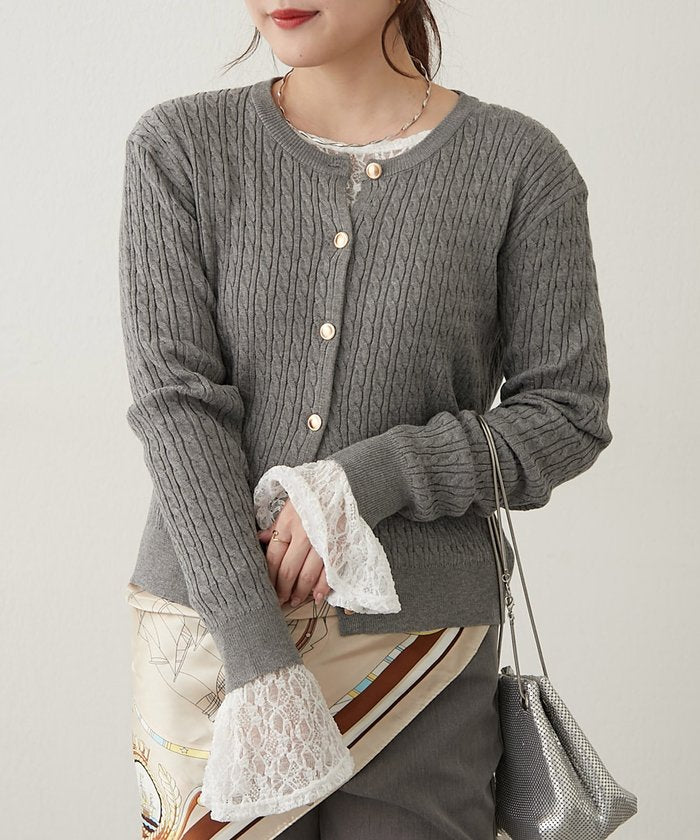 ナイスクラップ NICE CLAUP ケーブル金釦カーディガン （NVY） NVY