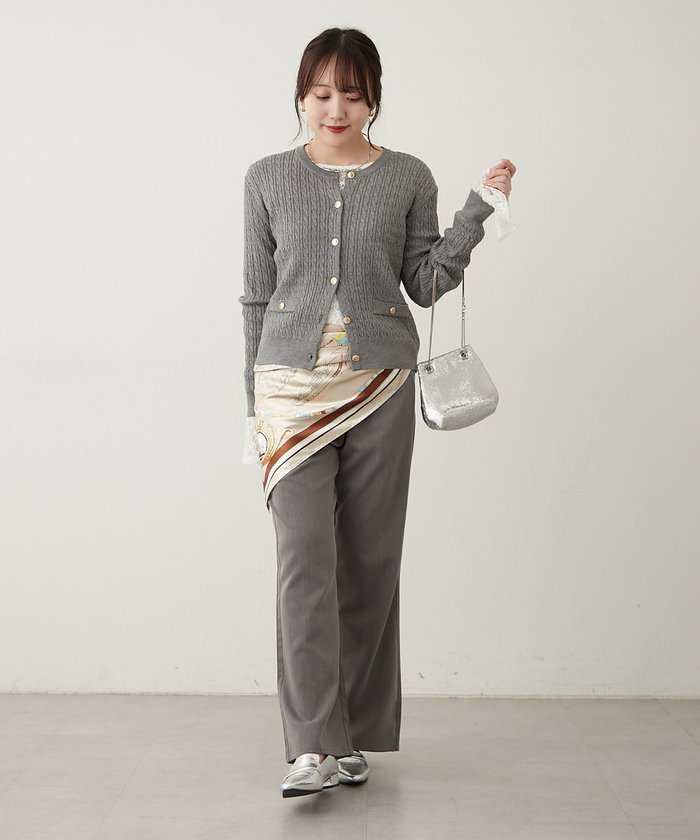 ナイスクラップ NICE CLAUP ケーブル金釦カーディガン （NVY） NVY