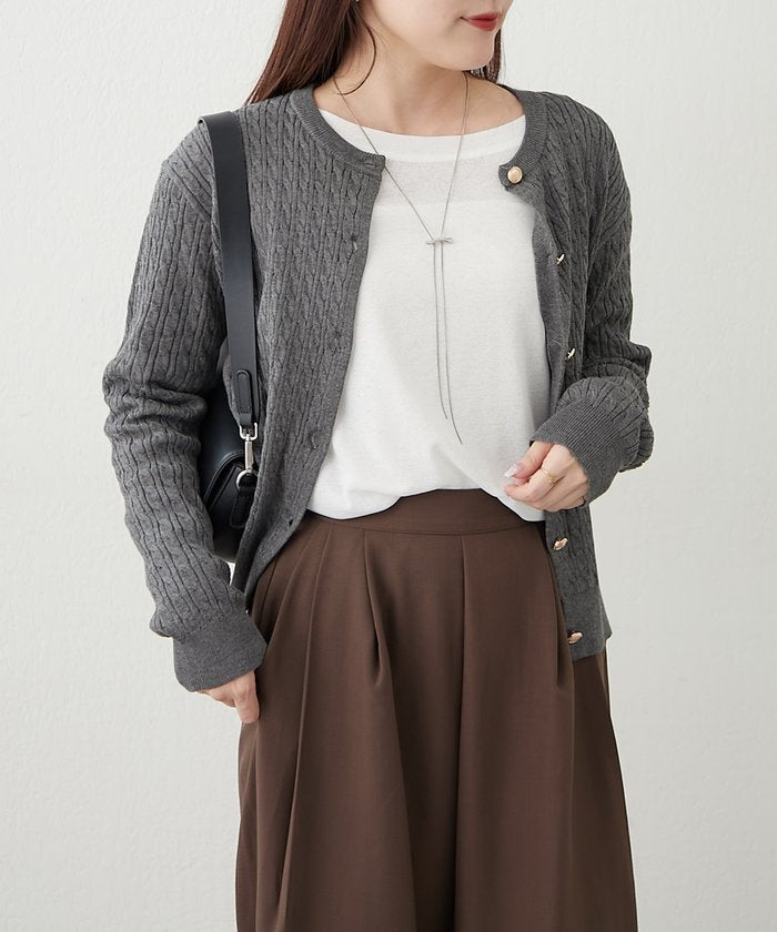 ナイスクラップ NICE CLAUP ケーブル金釦カーディガン （NVY） NVY