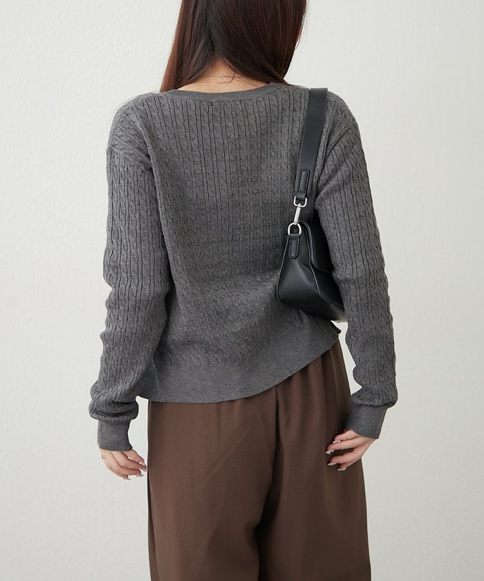 ナイスクラップ NICE CLAUP ケーブル金釦カーディガン （NVY） NVY