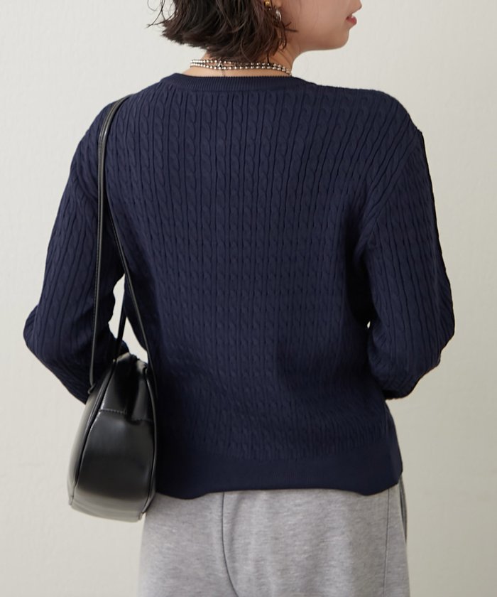 ナイスクラップ NICE CLAUP ケーブル金釦カーディガン （NVY） NVY