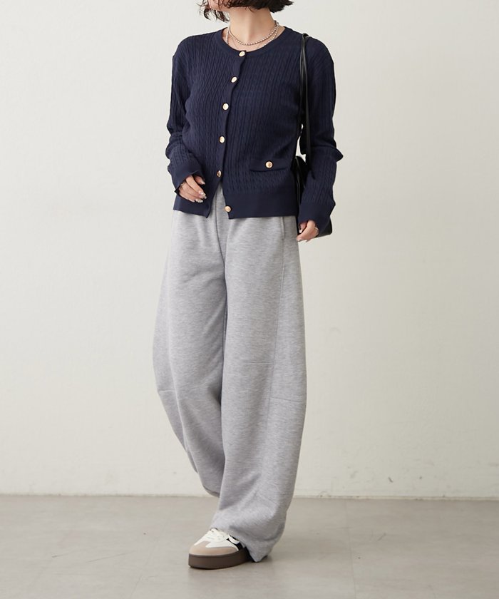 ナイスクラップ NICE CLAUP ケーブル金釦カーディガン （NVY） NVY