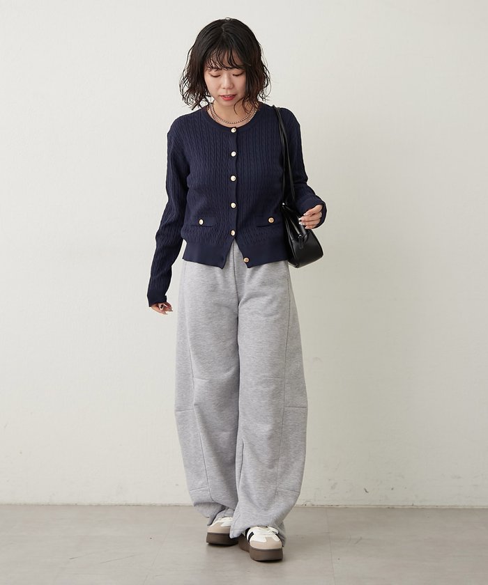 ナイスクラップ NICE CLAUP ケーブル金釦カーディガン （NVY） NVY