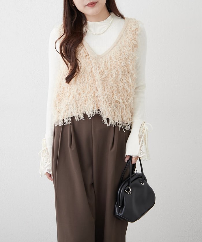 ナイスクラップ NICE CLAUP フリンジベスト （IVY） IVY