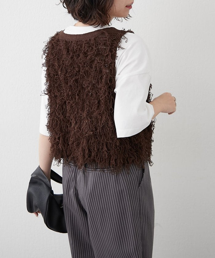 ナイスクラップ NICE CLAUP フリンジベスト （IVY） IVY