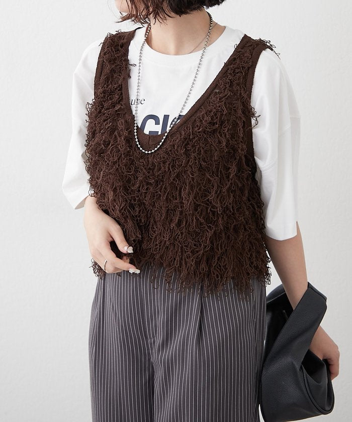 ナイスクラップ NICE CLAUP フリンジベスト （IVY） IVY