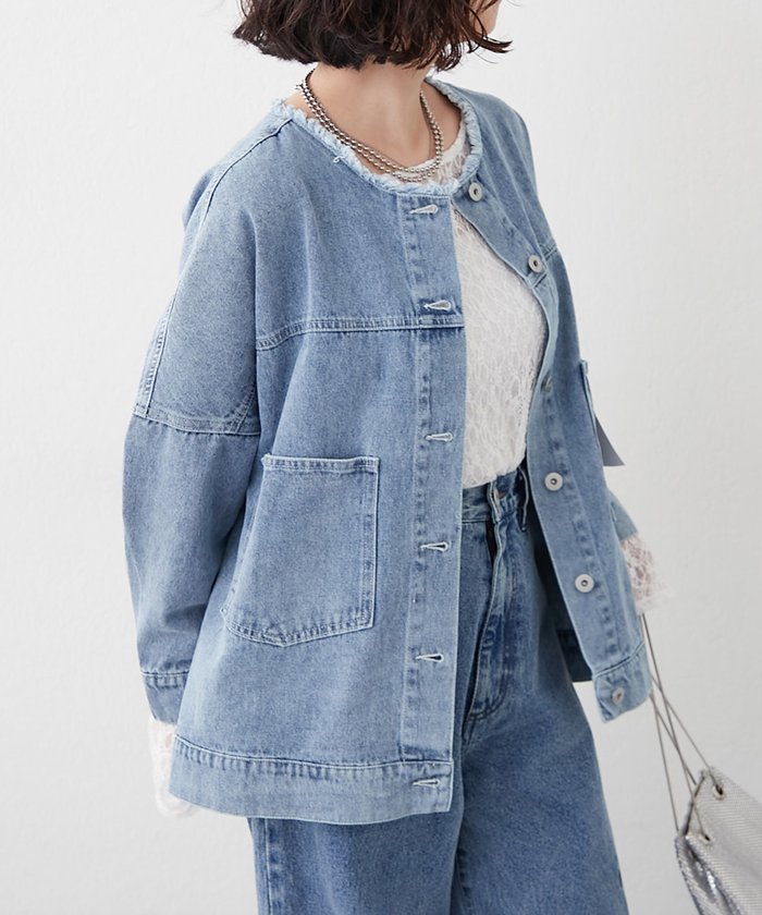 ナイスクラップ NICE CLAUP ノーカラーGジャン （SUM） SUM