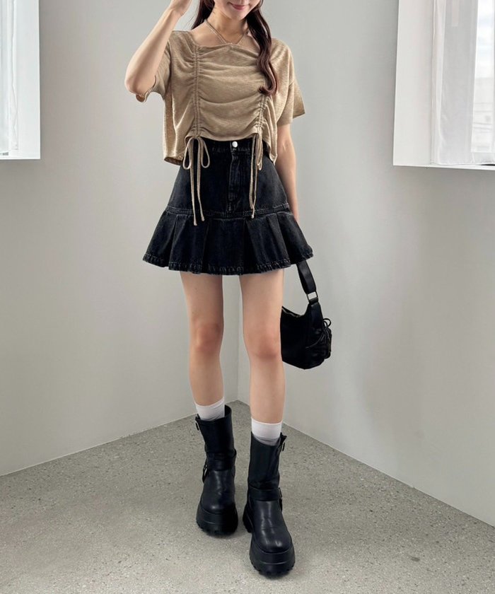 ナイスクラップ NICE CLAUP 【one after another】裾プリーツミニ （WHM） WHM