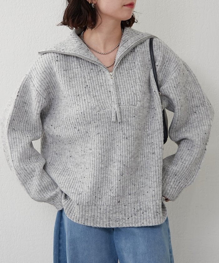 ナイスクラップ NICE CLAUP ネップ入りハーフジップニット （PK） PK