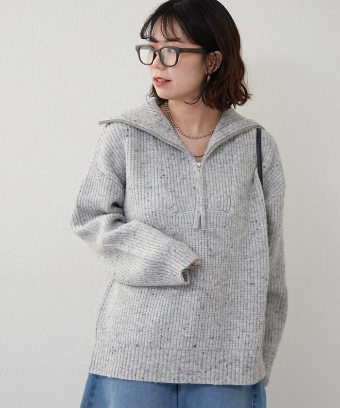 ナイスクラップ NICE CLAUP ネップ入りハーフジップニット （PK） PK