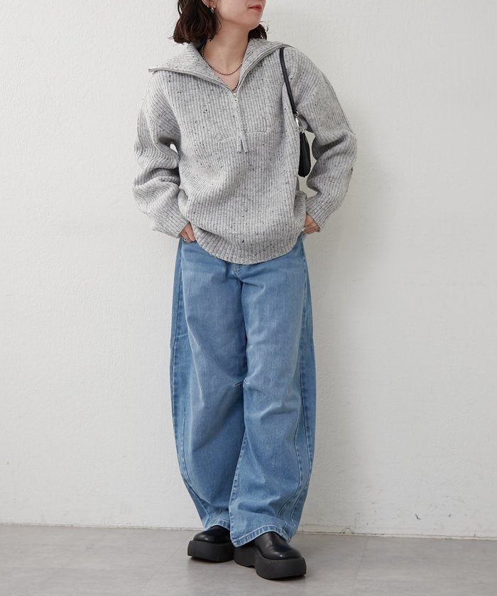 ナイスクラップ NICE CLAUP ネップ入りハーフジップニット （PK） PK