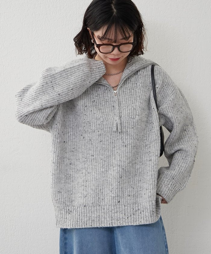 ナイスクラップ NICE CLAUP ネップ入りハーフジップニット （PK） PK