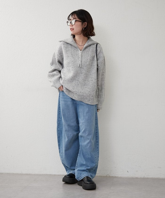 ナイスクラップ NICE CLAUP ネップ入りハーフジップニット （PK） PK