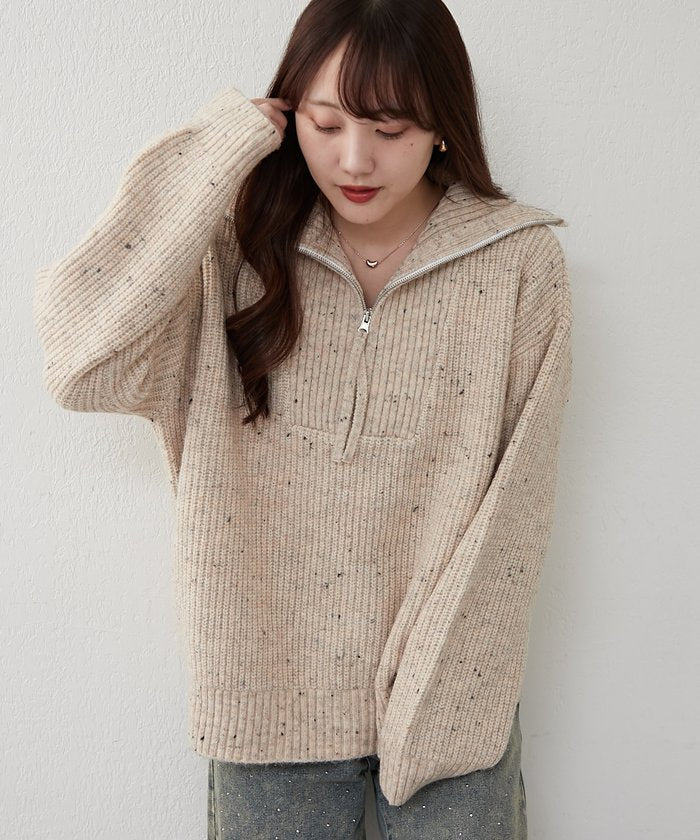 ナイスクラップ NICE CLAUP ネップ入りハーフジップニット （PK） PK